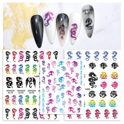 China 3D Cartoon Wholesale Self Adhesive Dragon Print Nail Sticker Nail Art Decal For Nail Decorations for sale