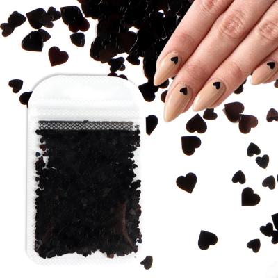 China Colorful 3D Bag 2 Size Glitter Powder Heart Nail Art Sequins For Valentine Nail Art for sale