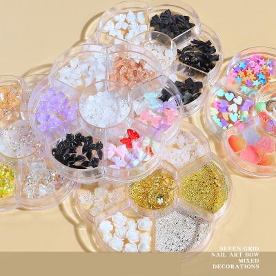 China 3D Grids 7 Mixed Styles 3D Crystal Pearl Nail Art Metal Charms Studs Jewelry For DIY Crafts for sale