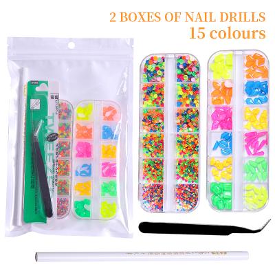 China Various Size 3D Mixed Nail Shaped Crystal Rhinestones Kit With Tweezers And Pickup Pen For Nail Art Decoration for sale