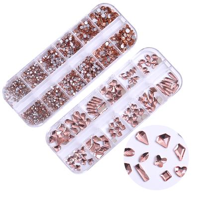 China Wholesale 12 No Grids Hotfix Crystal Nail Art Rhinestone Diamond Flat Back Glass Stone Various Size For Nail Art Decor for sale