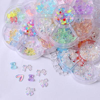 China Various Styles 7 Styles 3D Grids 3D Resin Nail Art Decoration Crafting Mini Aurora Butterfly Ornament Butterfly Nail Art Charms For DIY for sale