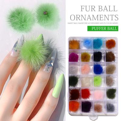 China Wholesale 3D Magnetic Colorful Soft Detachable Nail Art For Nails Decoration Pom Pom Fur Balls With Magnet for sale