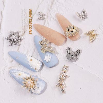 China Wholesale 3D Zircon 3D Kawaii Small Cartoon Butterfly Bear Deer Nail Charm For Nail Art for sale