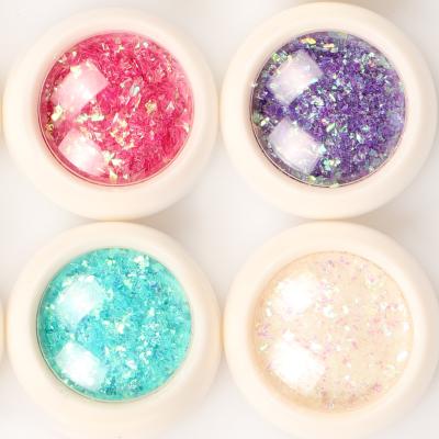 China DIY Nail Art Accessories Round Case Irregular Glitter Glass Pieces Foil Flakes For Nail Decoration for sale