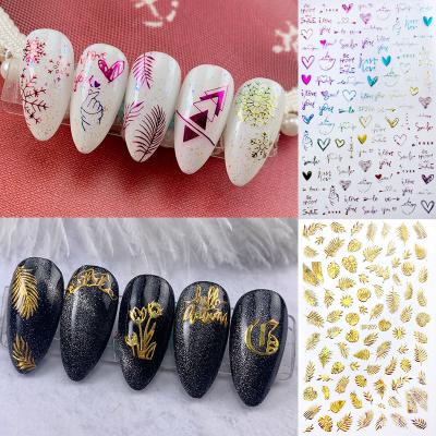 China 3D Self Adhesive Gold Elk Pattern Christmas Snow 3D Nail Art Santa Decal for DIY Manicure Decorations for sale