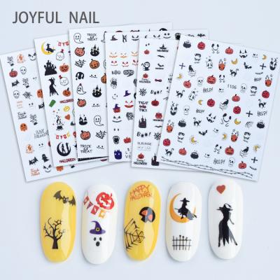 China Wholesale DIY 3D Pumpkin Spider Bat Ghost Skull Self Adhesive Nail Art Stickers Decals For Halloween Party for sale