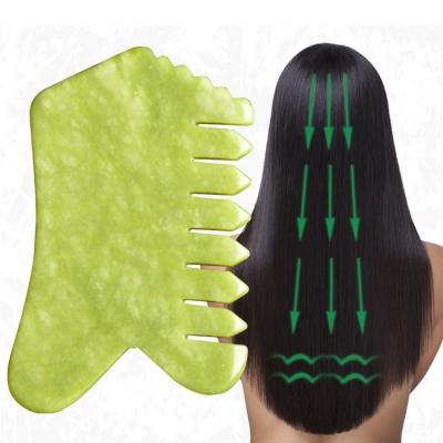 China Wholesale Nature Hand Held Xiuyan Jade Stone Gua Sha Comb for Head Massage for sale