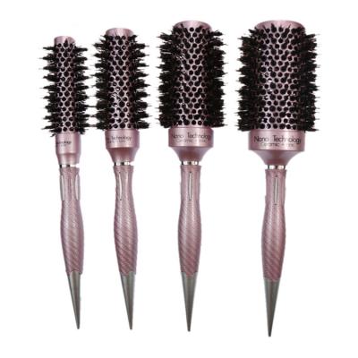 China 4g Customized Black Ionic Plastic Waterproof Nano Technology Comb Nylon Barrel Aluminum Hair Brush for sale