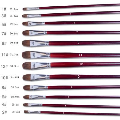 China Oil Brush OEM Weasel Hair Artist 12 Pcs Set Brush For Oil Painting Gouache Painting Acrylic Painting for sale