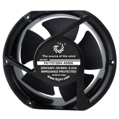 China Industrial Axial Cooler 17251 Metal 5 Blade AC Exhaust Fan 220v 7 Inch Ball Bearing AC Fan 172x150x51mm for sale