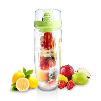 China Large 32OZ BPA Free B14-0745 Viable Plastic Water Bottles Fruit Juice Infuser Water Bottles Portable Transparent Bottle Eco-Friendly for sale