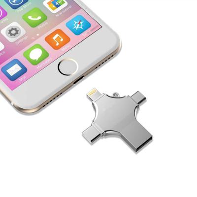 China Hot-selling Metal 4 in 1 OTG Multifunctional Usb 32GB 64GB 128GB 256GB Pendrive Customized Flash Drive for sale