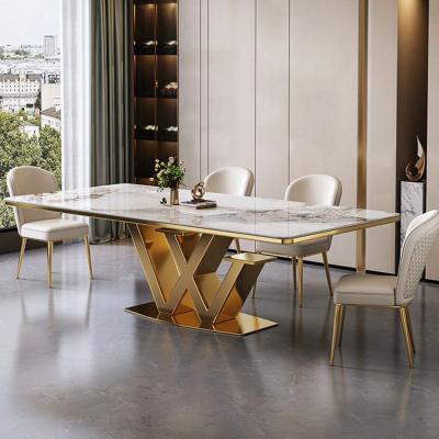 China Stainless Steel Marble Hotel Square Dining Room Table SEDIA Furniture for sale