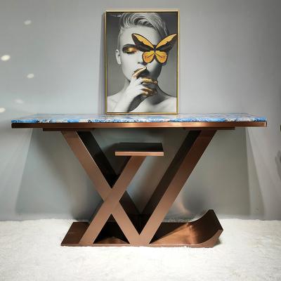 China Luxury Marble Console Tables With Stainless Steel - Modern Elegance for sale