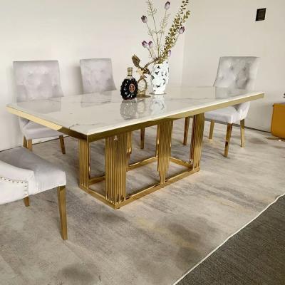 Chine Nouvelle table à manger en marbre en acier inoxydable à vendre