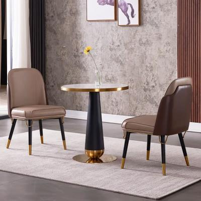 China Round Negotiation Table With Marble Top And Stainless Steel Frame for sale