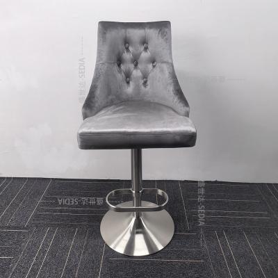 China Modern Style Barstools With Velvet Seat And Stainless Steel Frame for sale