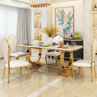 China Contemporary Stainless Steel Marble Dining Table For Modern Homes for sale