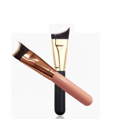 China wholesale high quality skin-friendly crescent concealer face kabuki base wood matte brush private label for sale