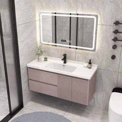 China New Design Stainless Steel Style Modern European LED Bathroom Vanity Wall Mounted Bathroom Vanity Cabinet Set for sale