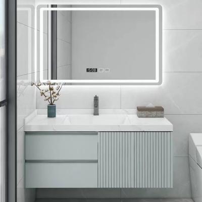 China New Design Stainless Steel Style Modern European LED Bathroom Vanity Wall Mounted Bathroom Vanity Cabinet Set for sale