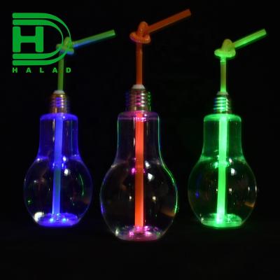 China Beverage Screen Printing Logo BPA Free Clear 16OZ Juice Bottles 500ML Bulb Plastic Bottle With LED for sale