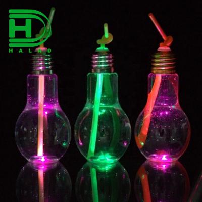 China Juice Bottles 400ML Clear 13OZ BPA Free Beverage Plastic Bulb Bottle With LED for sale