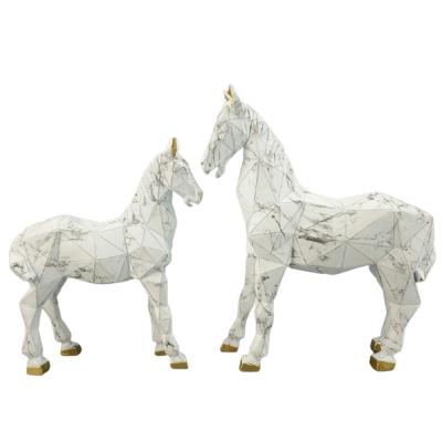 China ALL Various Marble Effect Decor Resin Horse Sculpture Figurine Resin Craft Home Decoration for sale