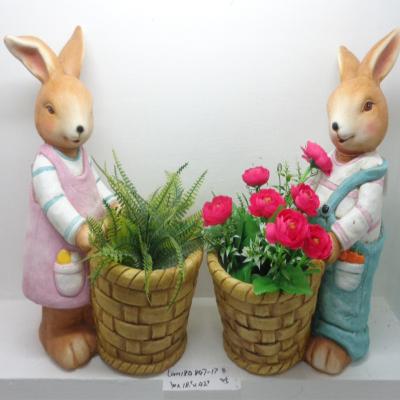 China Decoration Handmade Rabbit Garden Animal Shaped Flower Pot For Sale for sale