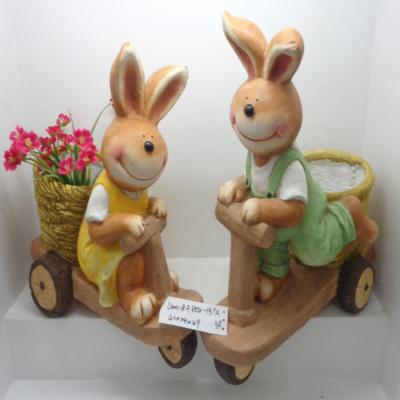 China Handmade Resin Garden Statue Molds Decoration Garden Lover Couple Rabbit Animal Flower Pots for sale