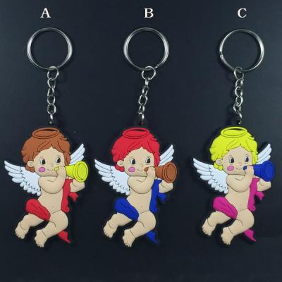 China Carabiner Key Chain Souvenir Custom Rubber Angel Key Chain for sale