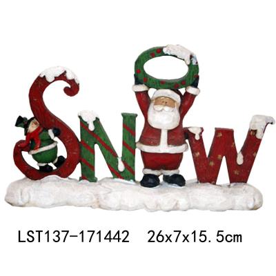 China Christamas Decoration 2021 New Products Christmas Resin Craft With Led Light With Christmas Letters Decoration for sale