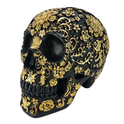 China Home Decoration Halloween Model Black Skull Figurine Holiday Decoration Halloween Gift Resin Ornament for sale