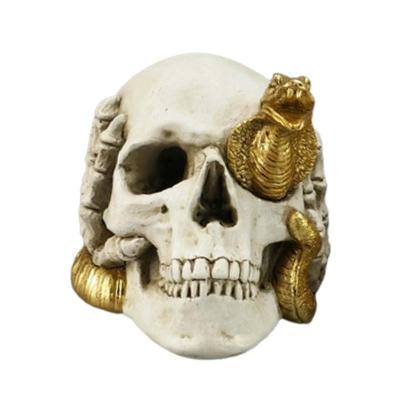 China Retro Halloween Creative Home Horror Resin Model Carving Skull Figurine Holiday Decoration Gift Ornament for sale