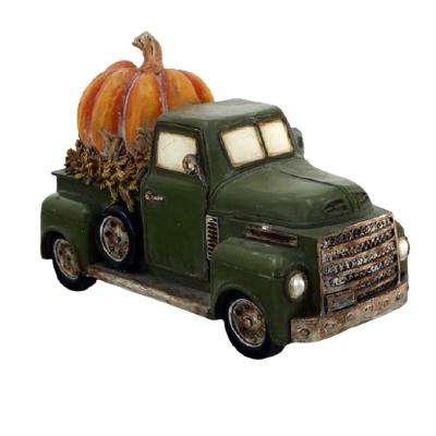 China Home Decoration Kitch Harvest Day Pumpkin Vintage Truck ResinThanksgiving Decorations Tabletop Figurine for sale