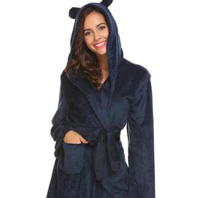 China QUICK DRY Cute Animal Velvet Girls Ear Long Shower Bathrobe Robe With Hooded for sale