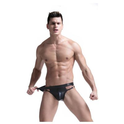 China Antibacterial Leather Sexy Thongs Thongs PU G-Strings Sexy Gay Underwear Panties for sale