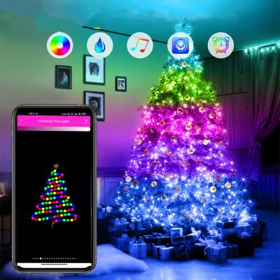 China Smart Christmas Tree Lights Custom Colored Dozens RGB Lights 16 Million Modes Colors APP Control for sale