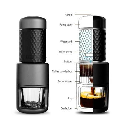 China One Button Control Mini Coffee Maker Manual Espresso Maker Portable Espresso Machine for Travel Office Home Camping Use for sale