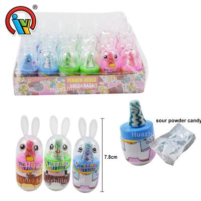 China Rabbit Bottle Natural Hard Nipple Candy With Sour Powder Candy For Kids for sale