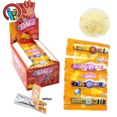 China Natural Sweet Fruit Flavor Popping Candy With Watch Tattoo Sticker Bag for sale