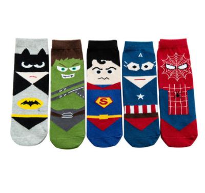 China HRUN 2-8years old straight men's hero boys kids Christmas cartoon kids QUICK DRY QUICK DRY socks men marvel baby cotton socks for sale