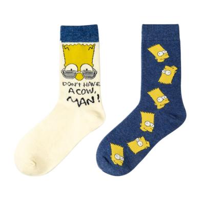 China Awesome Girls Athletic Sports Simpsons Knocks Happy Mid Calf Socks Cartoon Comics for sale