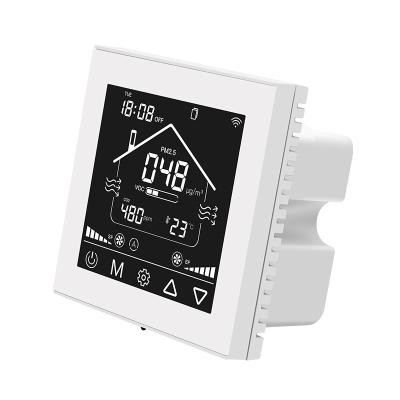 China Modern White segment code screen real time monitoring air data VOC PM2.5 CO2 Temp and humidity WIFI ventilation fan controller for sale