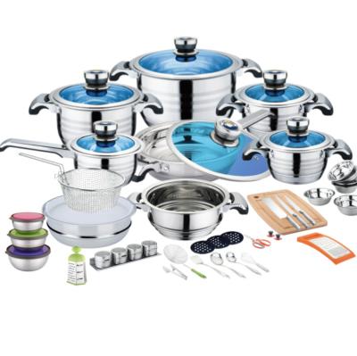 China Sustainable Wholesale Cookware Sets Kitchen Utensils Stainless Steel Cookware Set Stackable Kitchen Accessories for sale