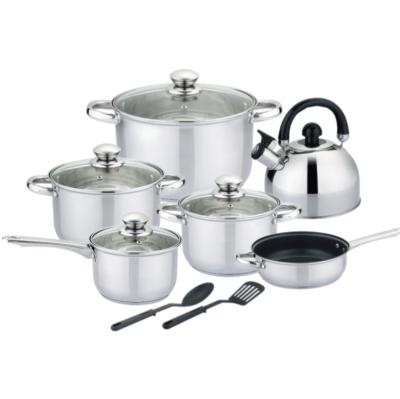 China Sustainable 13 Pieces Cookware Set Non Stick Drop Shipping Cooking Pot Set Soup Pot Stainless Steel With Glass Lid for sale