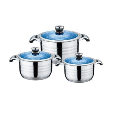 China Sustainable 6 Piece Kitchen Pots Sets Non Stick Cookware Set Stainless Steel Cooking Pots Set Kitchenware For Home for sale