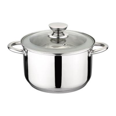 China Sustainable Cookware Nonstick Cooking Pots Soup Pot Kitchen Stainless Steel Cooking Stock Pot With Glass Cover for sale