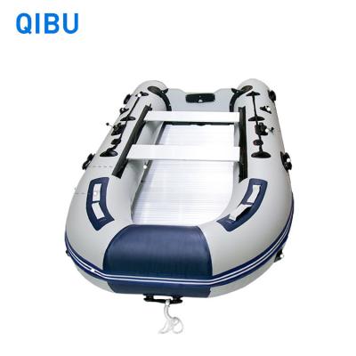 China Factory Wholesale Fishing Activity QIBU Inflatable Boat Aluminum Floor PVC Dinghy Inflat Rubber Fishing Boats With CE Certificate for sale